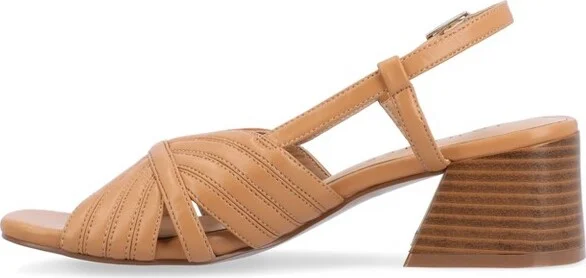 Journee Collection Women's Kirsi Sling Back Stacked Heel Open Toe Sandals Brown - Image 6
