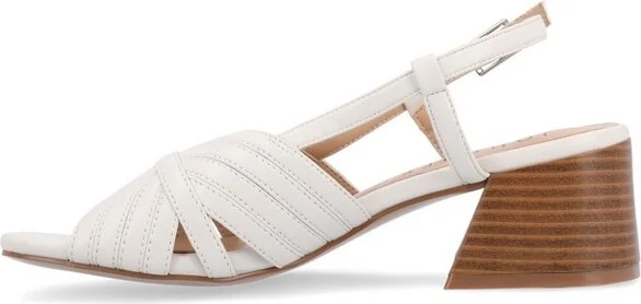 Journee Collection Women's Kirsi Sling Back Stacked Heel Open Toe Sandals Brown - Image 9