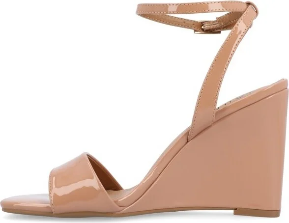 Journee Collection Women's Konna Mid Heel Wedge Sandals Brown - Image 2