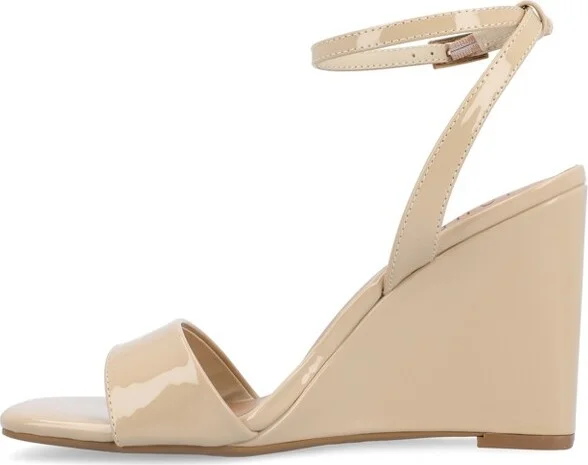 Journee Collection Women's Konna Mid Heel Wedge Sandals Brown - Image 3