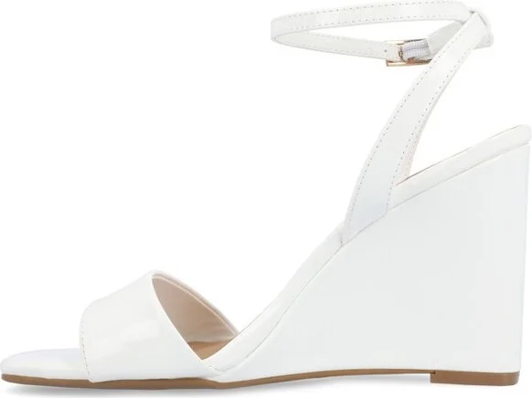 Journee Collection Women's Konna Mid Heel Wedge Sandals Brown - Image 4