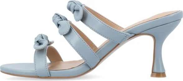Journee Collection Women's Kristina Kitten Heel Slip On Open Toe Pumps Blue - Image 2