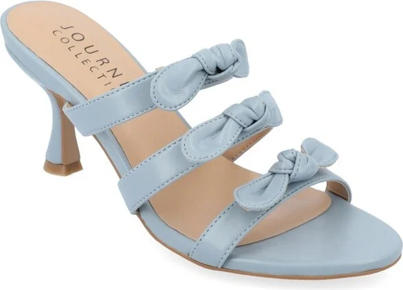 Journee Collection Women's Kristina Kitten Heel Slip On Open Toe Pumps Blue