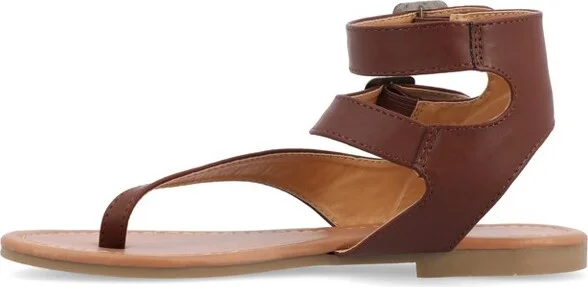 Journee Collection Women's Kyle Ankle Wrap Low Block Heel Sandals Brown - Image 2
