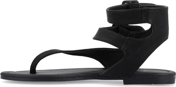 Journee Collection Women's Kyle Ankle Wrap Low Block Heel Sandals Brown - Image 3