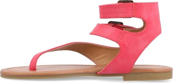 Journee Collection Women's Kyle Ankle Wrap Low Block Heel Sandals Brown - Image 4