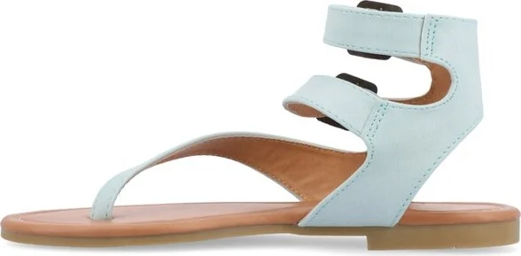 Journee Collection Women's Kyle Ankle Wrap Low Block Heel Sandals Brown - Image 5