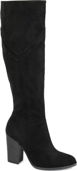 Journee Collection Women's Kyllie Stacked Heel Knee High Boots Black