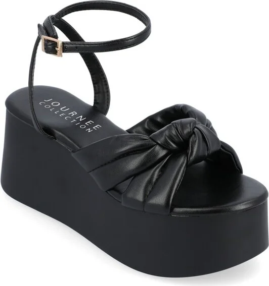Journee Collection Women's Lailee Buckle Platform Sandals Navy