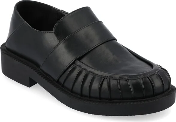 Journee Collection Women's Lakenn Slip On Crash Back Loafer Flats, Black