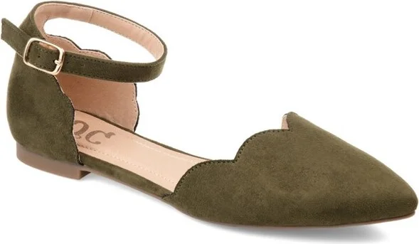 Journee Collection Women's Lana Buckle Pointed Toe Ballet Flats Black
