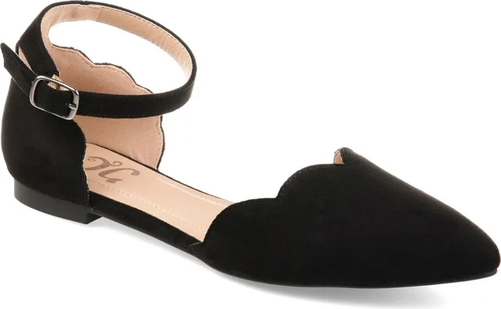 Journee Collection Women's Lana Scalloped Edge Ankle Strap Flats
