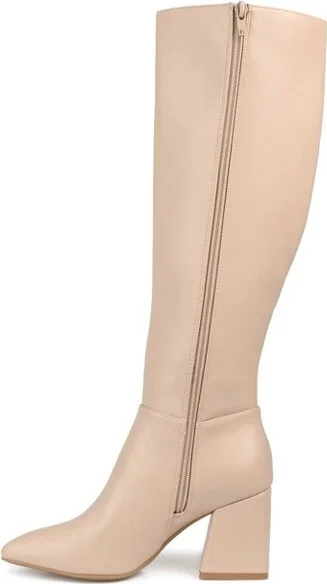 Journee Collection Women's Landree Block Heel Knee High Boots Bone - Image 3