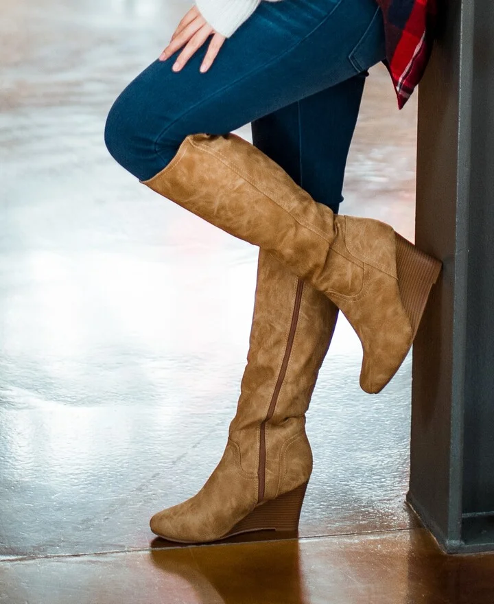 Journee Collection Women's Langly Knee High Wedge Boots - Image 4