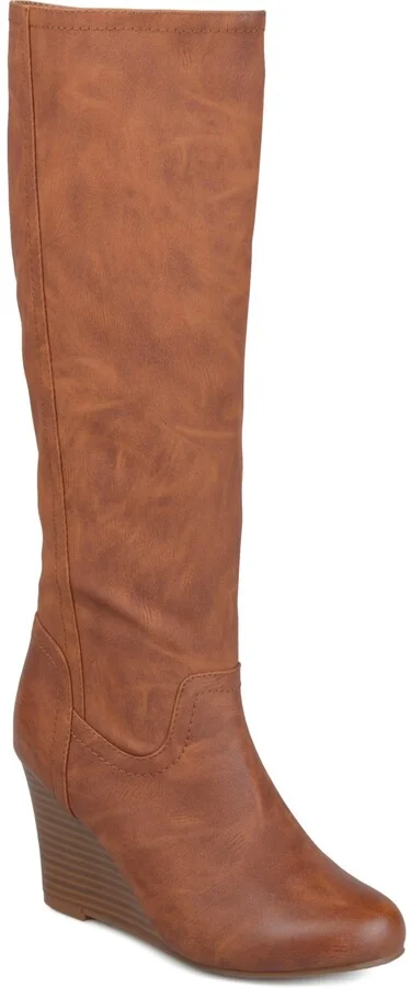 Journee Collection Women's Langly Wide Calf Knee High Wedge Boots