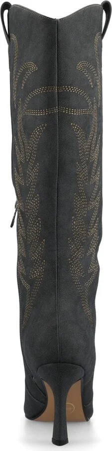 Journee Collection Women's Laramie Embroidery Detail Knee High Western Boots - Image 7