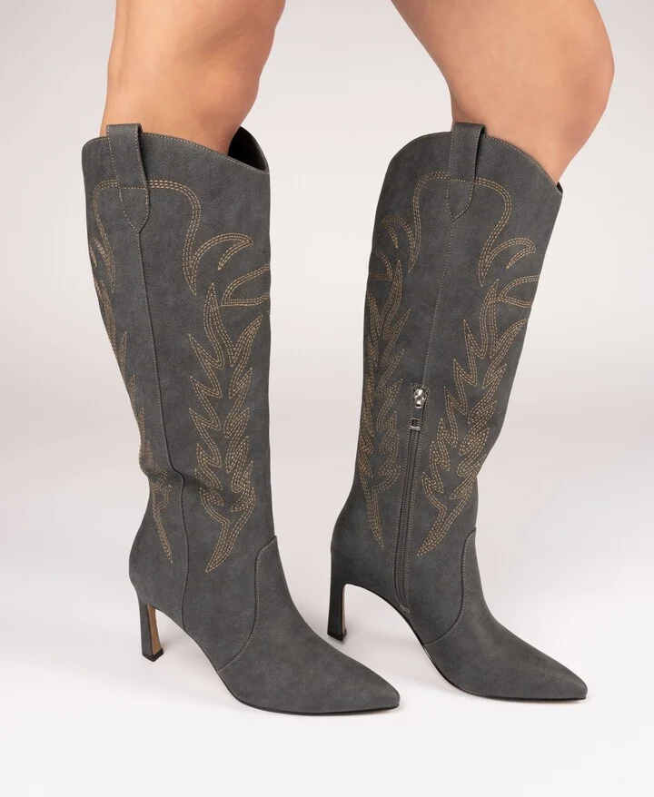 Journee Collection Women's Laramie Embroidery Detail Knee High Western Boots - Image 10