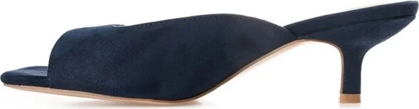 Journee Collection Women's Larna Slip On Kitten Heel Open Toe Pumps Navy - Image 8