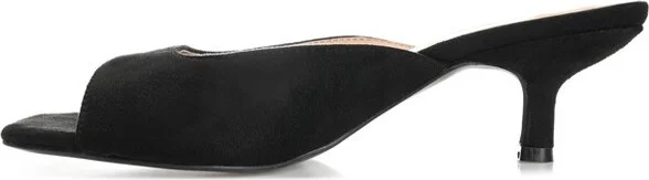Journee Collection Women's Larna Slip On Kitten Heel Open Toe Pumps Navy - Image 10