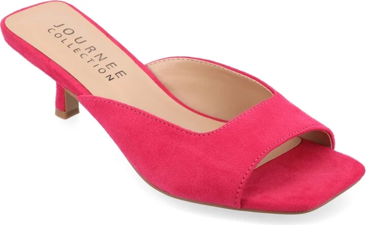 Journee Collection Women's Larna Square Toe Slip On Kitten Heels