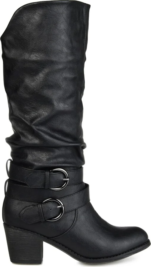 Journee Collection Women's Late Rouched Buckle Mid Shaft Block Heel Boots - Image 7