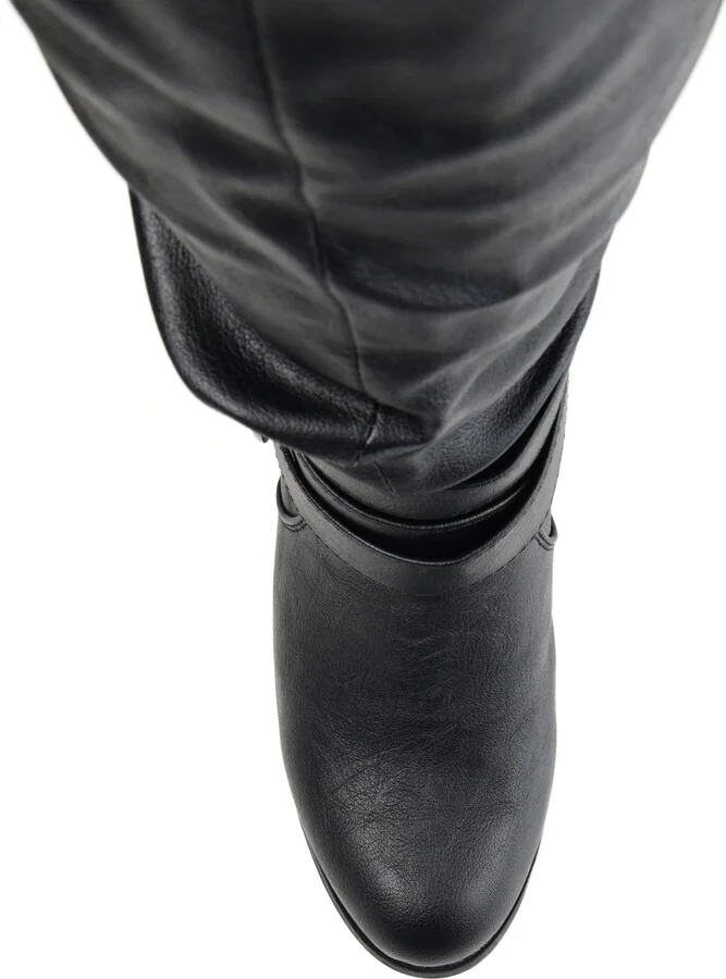 Journee Collection Women's Late Rouched Buckle Mid Shaft Block Heel Boots - Image 9