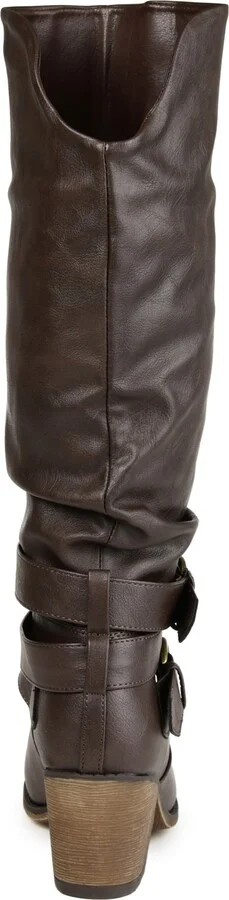 Journee Collection Women's Late Wide Calf Rouched Buckle Mid Shaft Block Heel Boots - Image 3