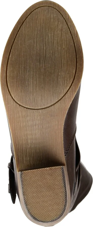 Journee Collection Women's Late Wide Calf Rouched Buckle Mid Shaft Block Heel Boots - Image 5
