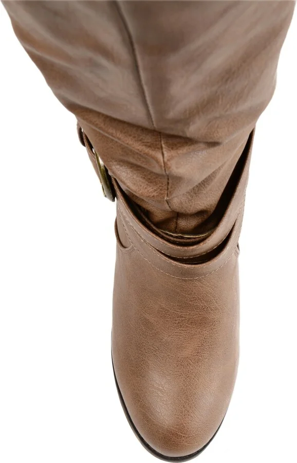 Journee Collection Women's Late Wide Calf Rouched Buckle Mid Shaft Block Heel Boots - Image 9