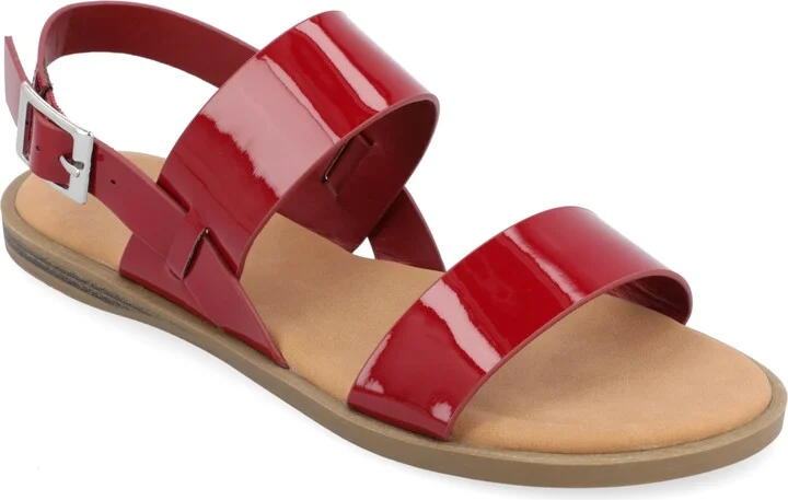Journee Collection Women's Lavine Double Strap Flat Sandals