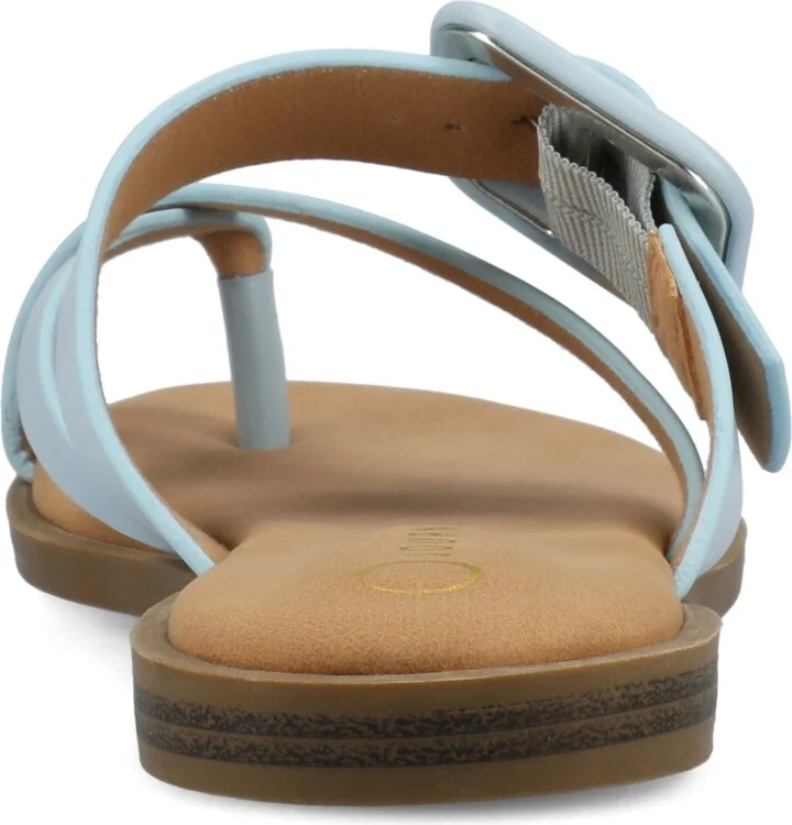 Journee Collection Women's Layra Strappy Buckle Flat Sandals - Image 7