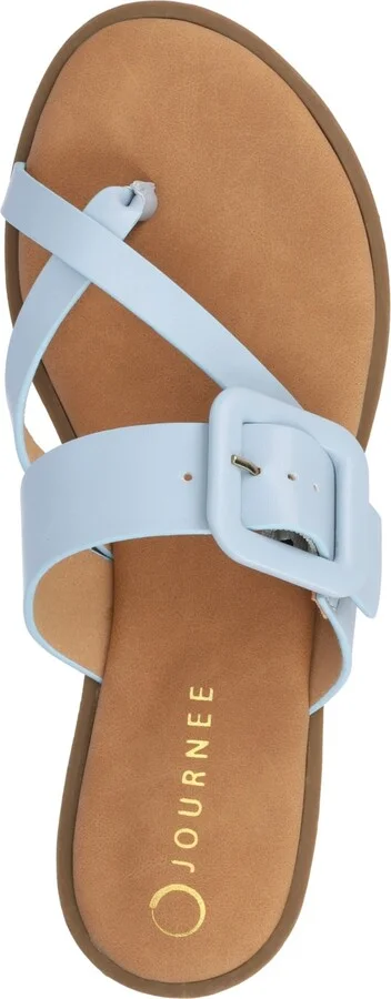 Journee Collection Women's Layra Strappy Buckle Flat Sandals - Image 8