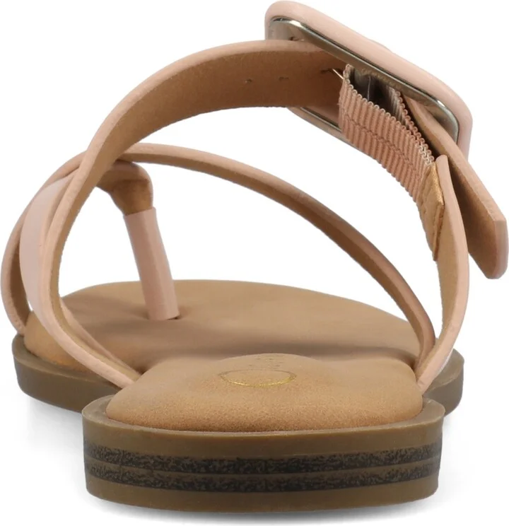 Journee Collection Women's Layra Strappy Buckle Flat Sandals - Image 11