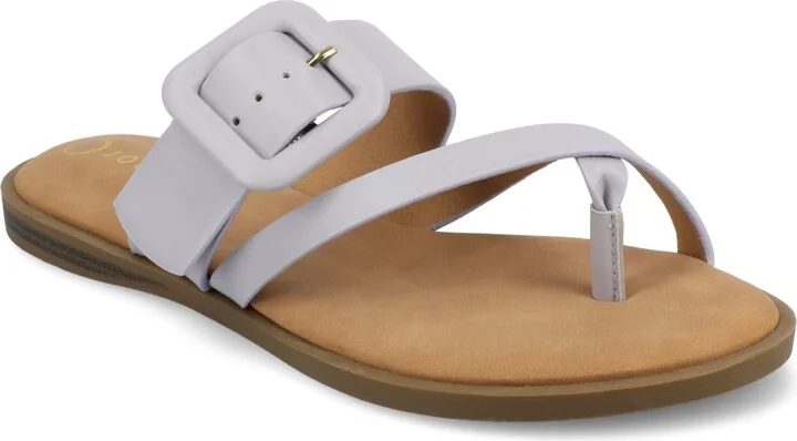 Journee Collection Women's Layra Strappy Buckle Flat Sandals