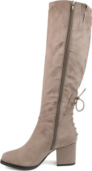 Journee Collection Women's Leeda Block Heel Knee High Boots Taupe - Image 2