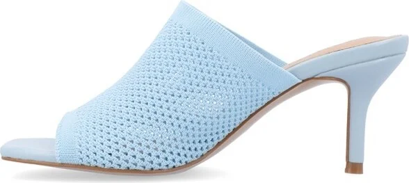Journee Collection Women's Leighton Soft Knit Slip On Open Toe Pumps Blue - Image 2