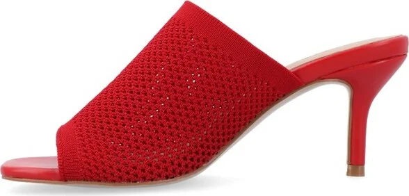 Journee Collection Women's Leighton Soft Knit Slip On Open Toe Pumps Blue - Image 3