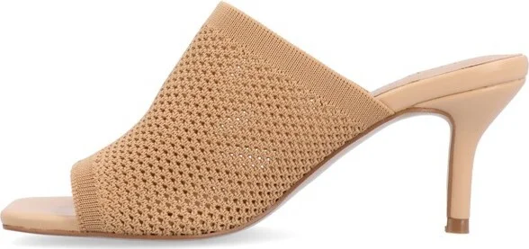 Journee Collection Women's Leighton Soft Knit Slip On Open Toe Pumps Blue - Image 5