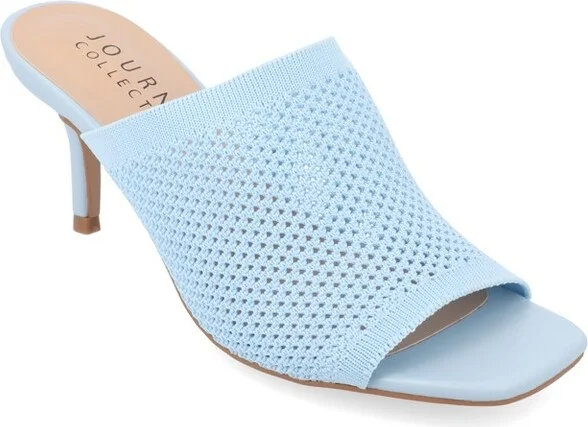 Journee Collection Women's Leighton Soft Knit Slip On Open Toe Pumps Blue