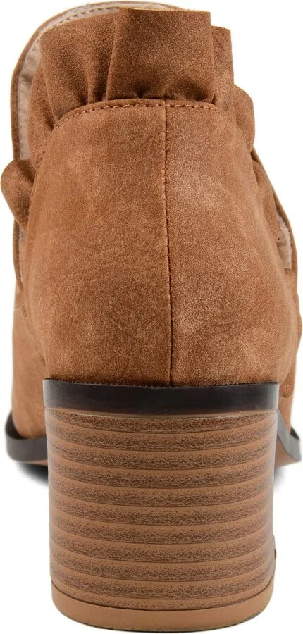 Journee Collection Women's Lennie Ruffle Detail Stacked Block Heel Booties - Image 3