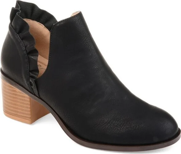 Journee Collection Women's Lennie Slip On Stacked Heel Booties Black