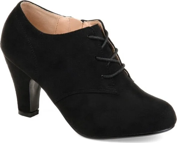 Journee Collection Women's Leona Inside Zip Block Heel Booties Black 7.5WD
