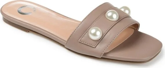 Journee Collection Women's Leonie Slide Flat Sandals Dust