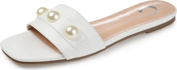 Journee Collection Womens Leonie Slide White 8.5 M