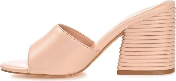Journee Collection Women's Leslee Layered Block Heel Sandals Nude - Image 2
