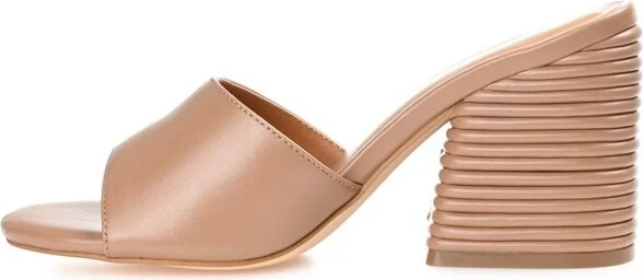 Journee Collection Women's Leslee Layered Block Heel Sandals Nude - Image 4