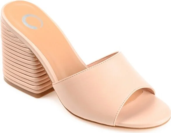 Journee Collection Women's Leslee Layered Block Heel Sandals Nude
