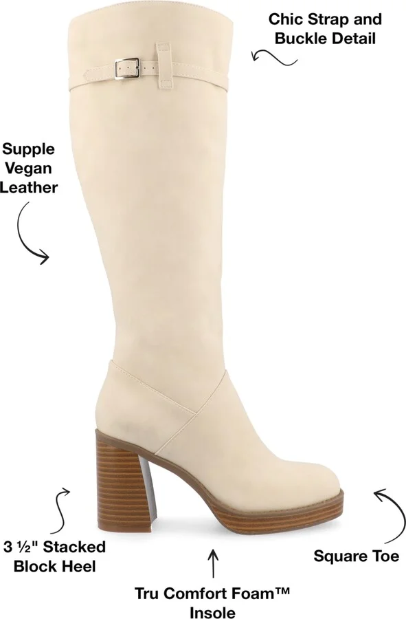 Journee Collection Women's Letice Wide Width Wide Calf Square Toe Platform Knee High Boots - Image 6