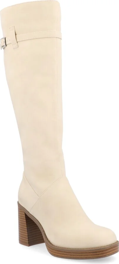 Journee Collection Women's Letice Wide Width Wide Calf Square Toe Platform Knee High Boots