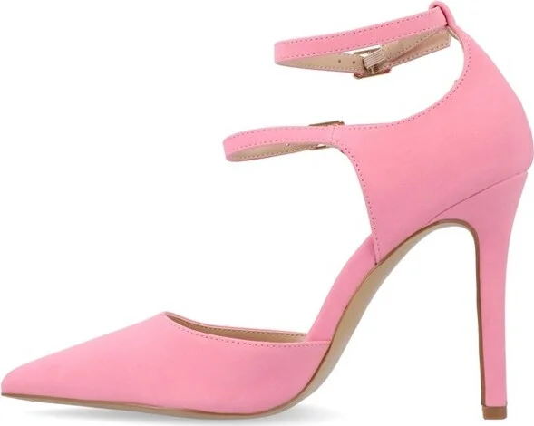 Journee Collection Women's Lilyann Multi Strap Stiletto Pointed Toe Pumps Orange - Image 4